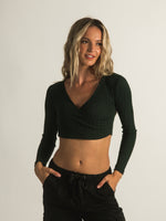 HARLOW POINTELLE LONG SLEEVE CROSSOVER - CLEARANCE