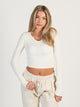 HARLOW HARLOW HARPER SEAMLESS NOTCH LONG SLEEVE - CREAM - Boathouse