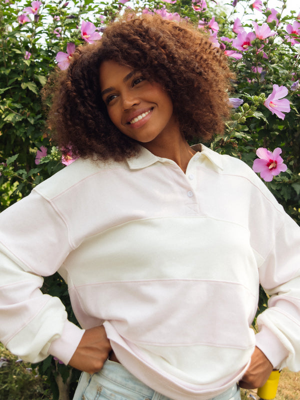 HARLOW RORY RUGBY LONG SLEEVE - BABY PINK