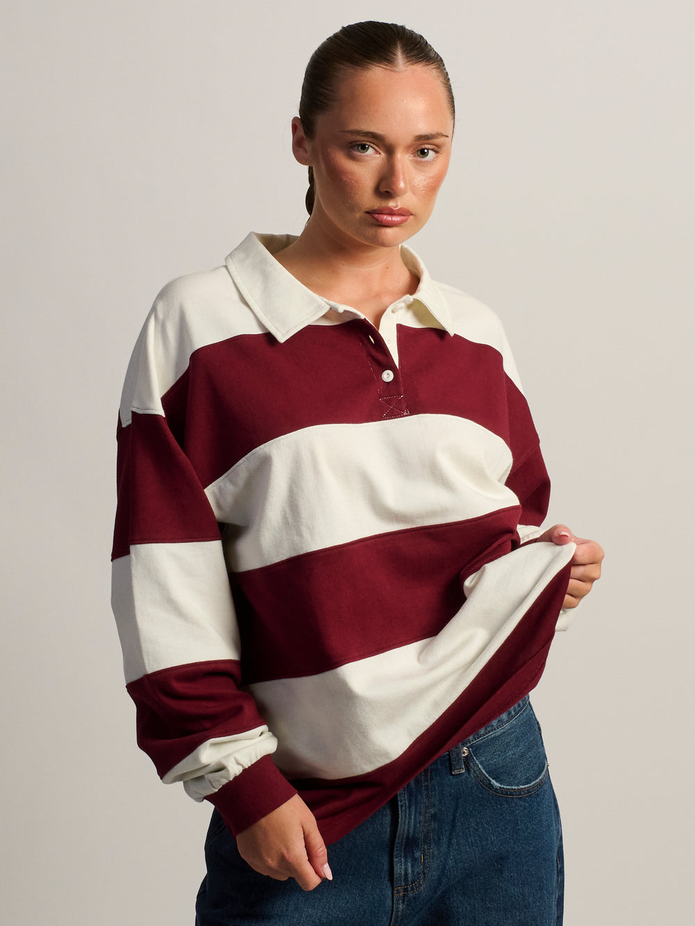 HARLOW RORY RUGBY LONG SLEEVE - BURGUNDY