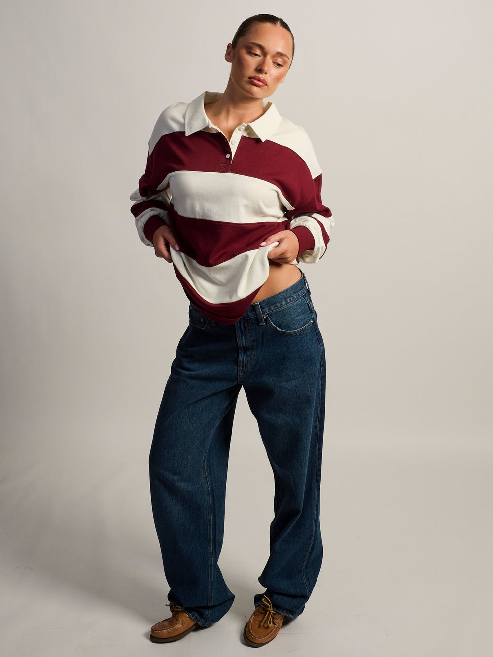 HARLOW RORY RUGBY LONG SLEEVE - BURGUNDY