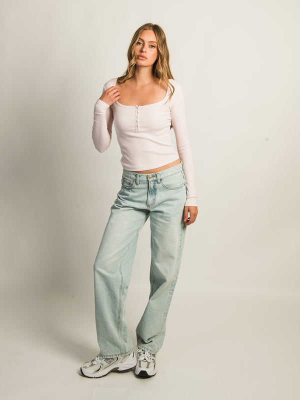 HARLOW DAPHNE LONG SLEEVE HENLEY - PINK