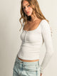 HARLOW HARLOW DAPHNE LONG SLEEVE HENLEY MELANGE - CLOUD - Boathouse