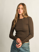 HARLOW ESSENTIAL CREWNECK LONG SLEEVE TEE - CHOCOLATE