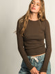 HARLOW HARLOW ESSENTIAL CREWNECK LONG SLEEVE TEE - CHOCOLATE - Boathouse