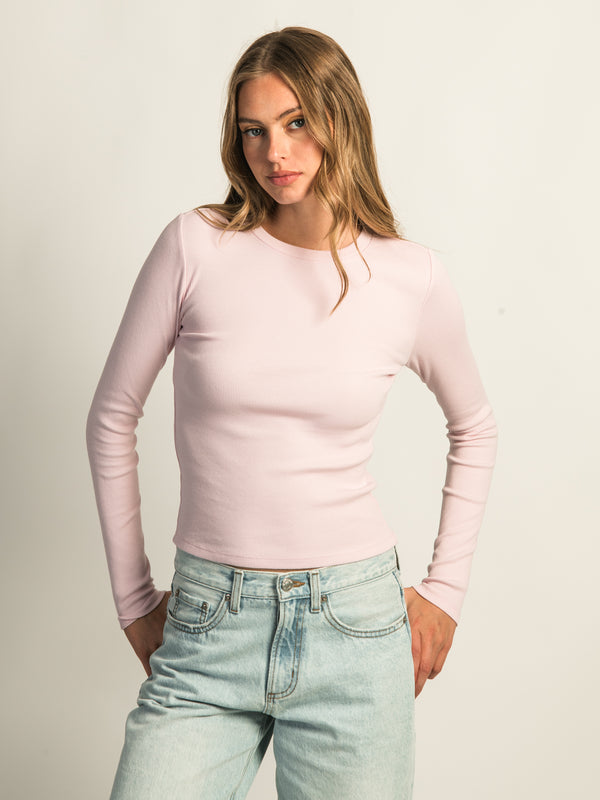 HARLOW ESSENTIAL CREWNECK LONG SLEEVE TEE - LIGHT PINK
