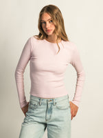 HARLOW ESSENTIAL CREWNECK LONG SLEEVE TEE - LIGHT PINK