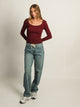 HARLOW HARLOW ESSENTIAL LONG SLEEVE SCOOP NECK - BURGUNDY - Boathouse