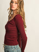 HARLOW HARLOW ESSENTIAL LONG SLEEVE SCOOP NECK - BURGUNDY - Boathouse