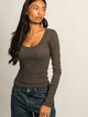 HARLOW HARLOW ESSENTIAL SCOOP NECK LONGSLEEVE - CHARCOAL - Boathouse