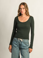 HARLOW ESSENTIAL LONG SLEEVE SCOOP NECK - FOREST