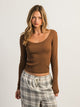 HARLOW HARLOW ESSENTIAL SCOOP NECK LONG SLEEVE - LATTE - Boathouse