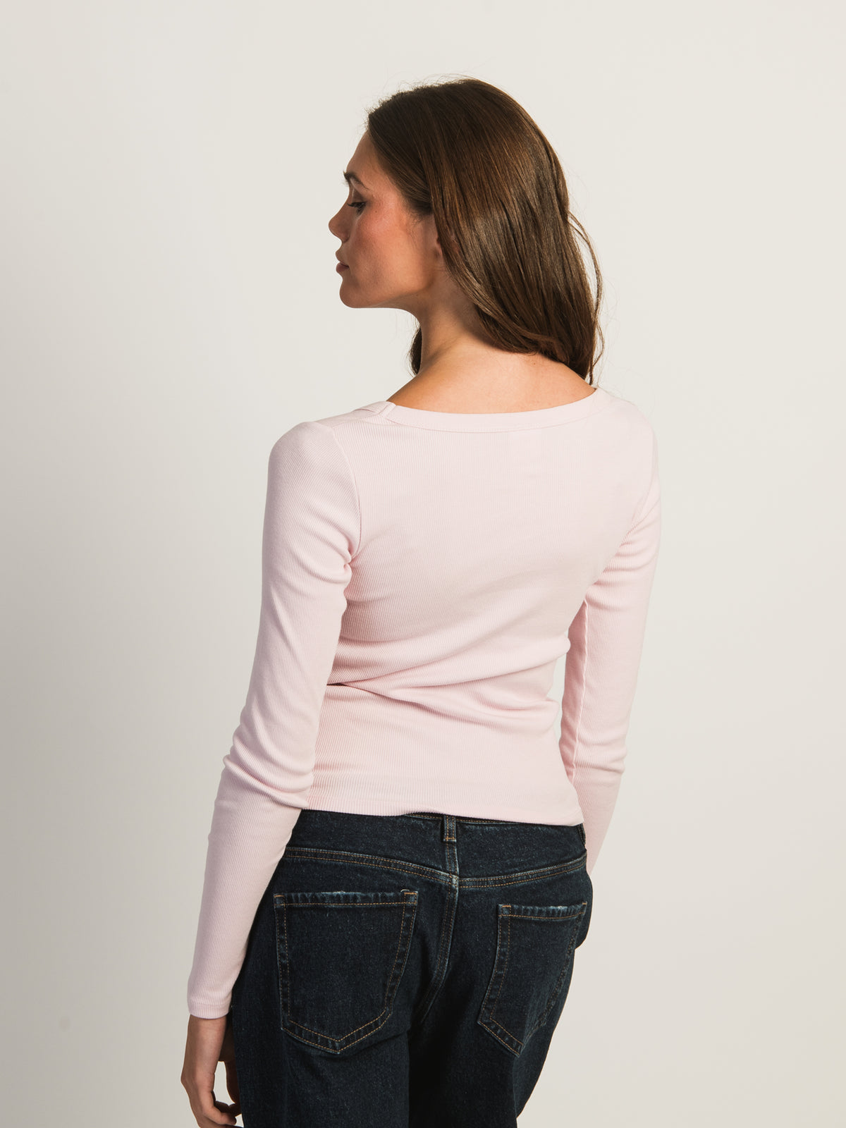 HARLOW ESSENTIAL LONG SLEEVE SCOOPNECK - LIGHT PINK CLEARANCE