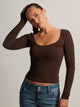 HARLOW HARLOW GIA SCOOPNECK LONG SLEEVE - BROWN - Boathouse