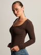HARLOW HARLOW GIA SCOOPNECK LONG SLEEVE - BROWN - Boathouse
