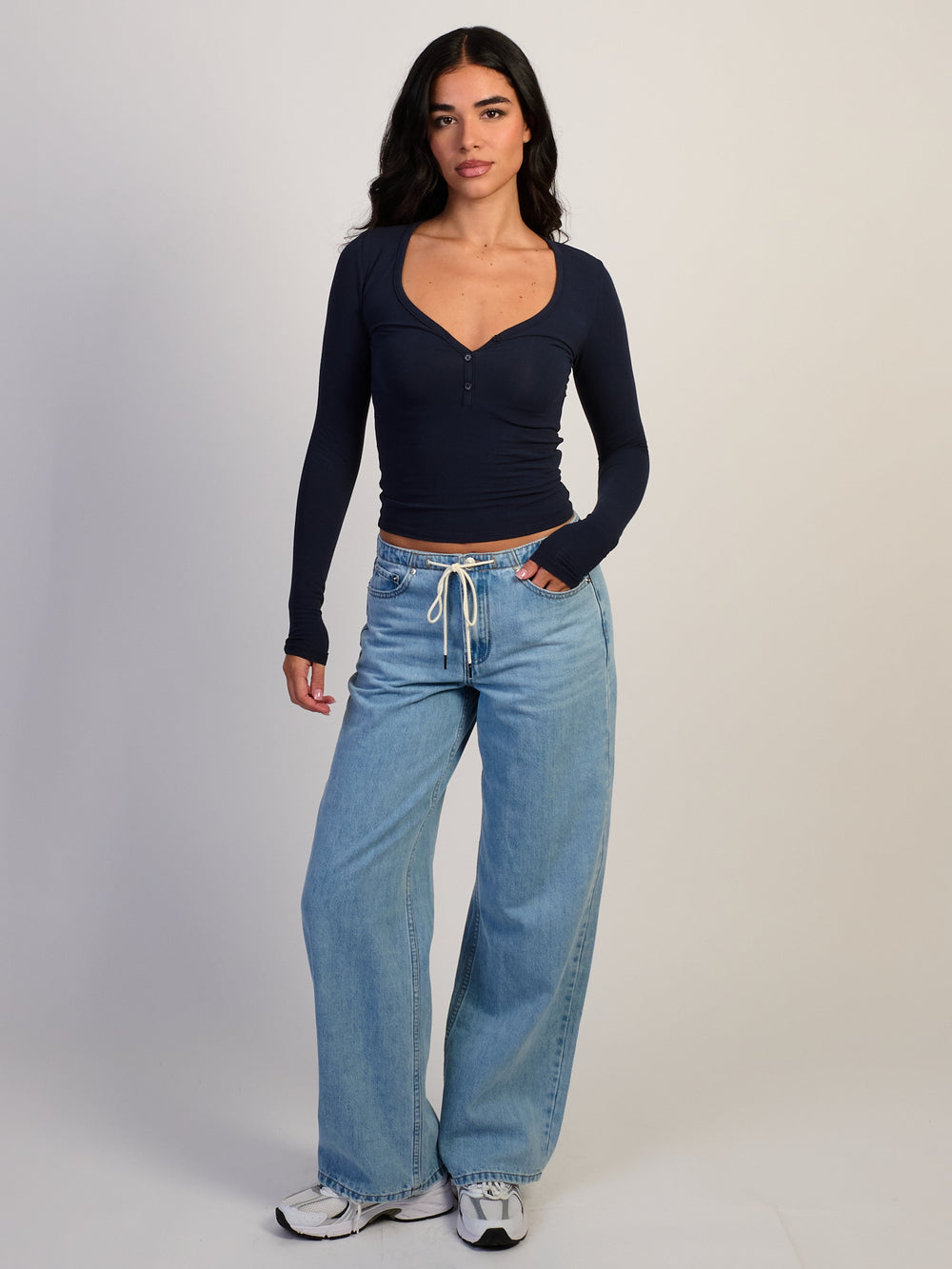 HARLOW GIA HENLEY LONG SLEEVE - NAVY