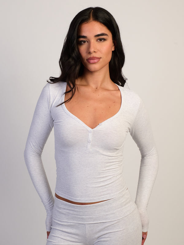 HARLOW GIA HENLEY LONG SLEEVE - MELANGE