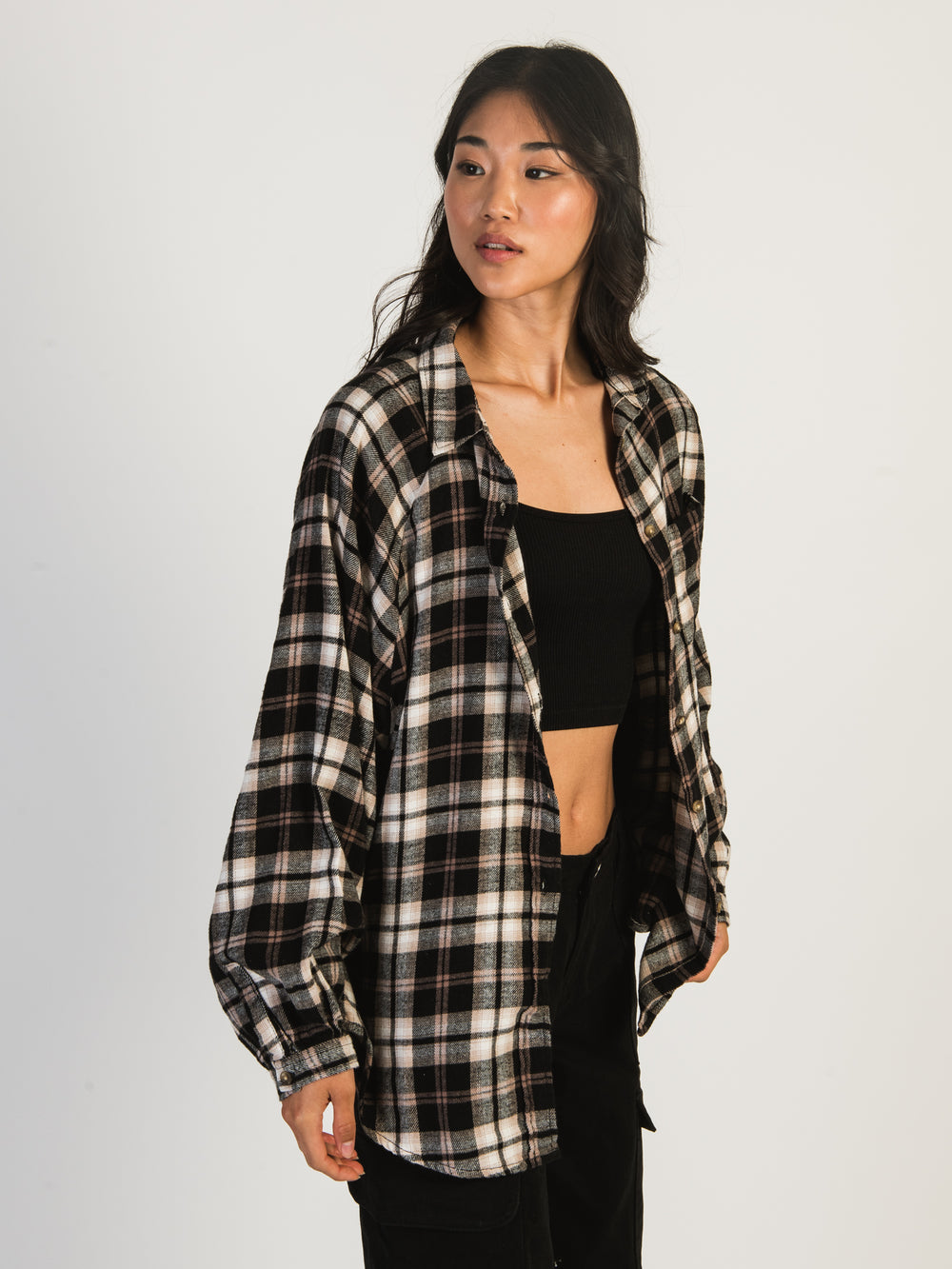 HARLOW KENDALL OVERSIZED FLANNEL - BLACK