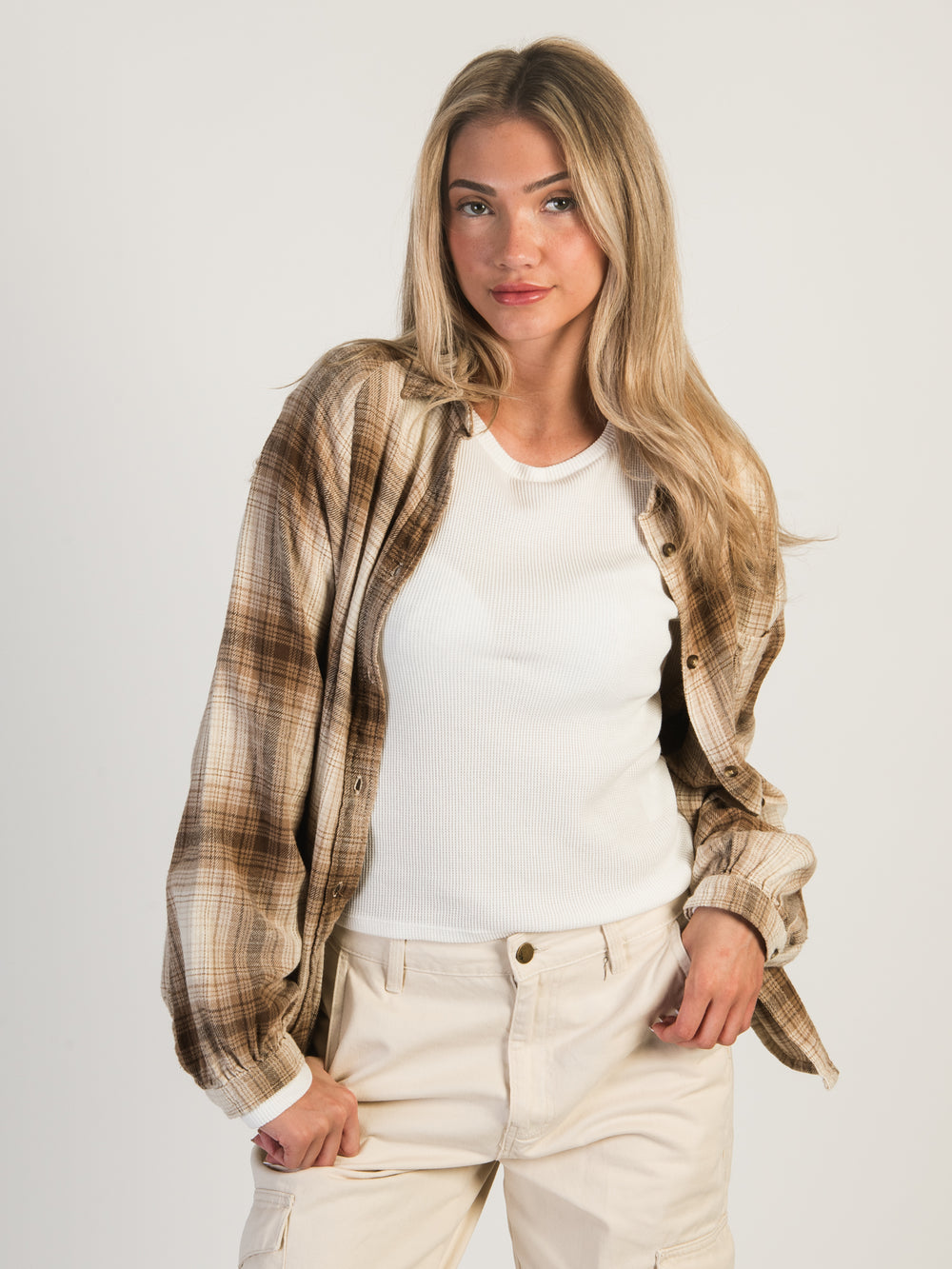 HARLOW KENDALL OVERSIZED FLANNEL - BROWN