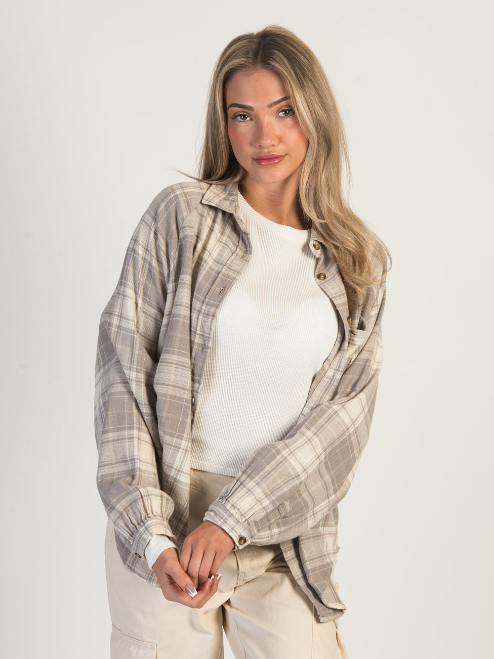 HARLOW KENDALL FLANELLE SURDIMENSIONNÉE - GRIS