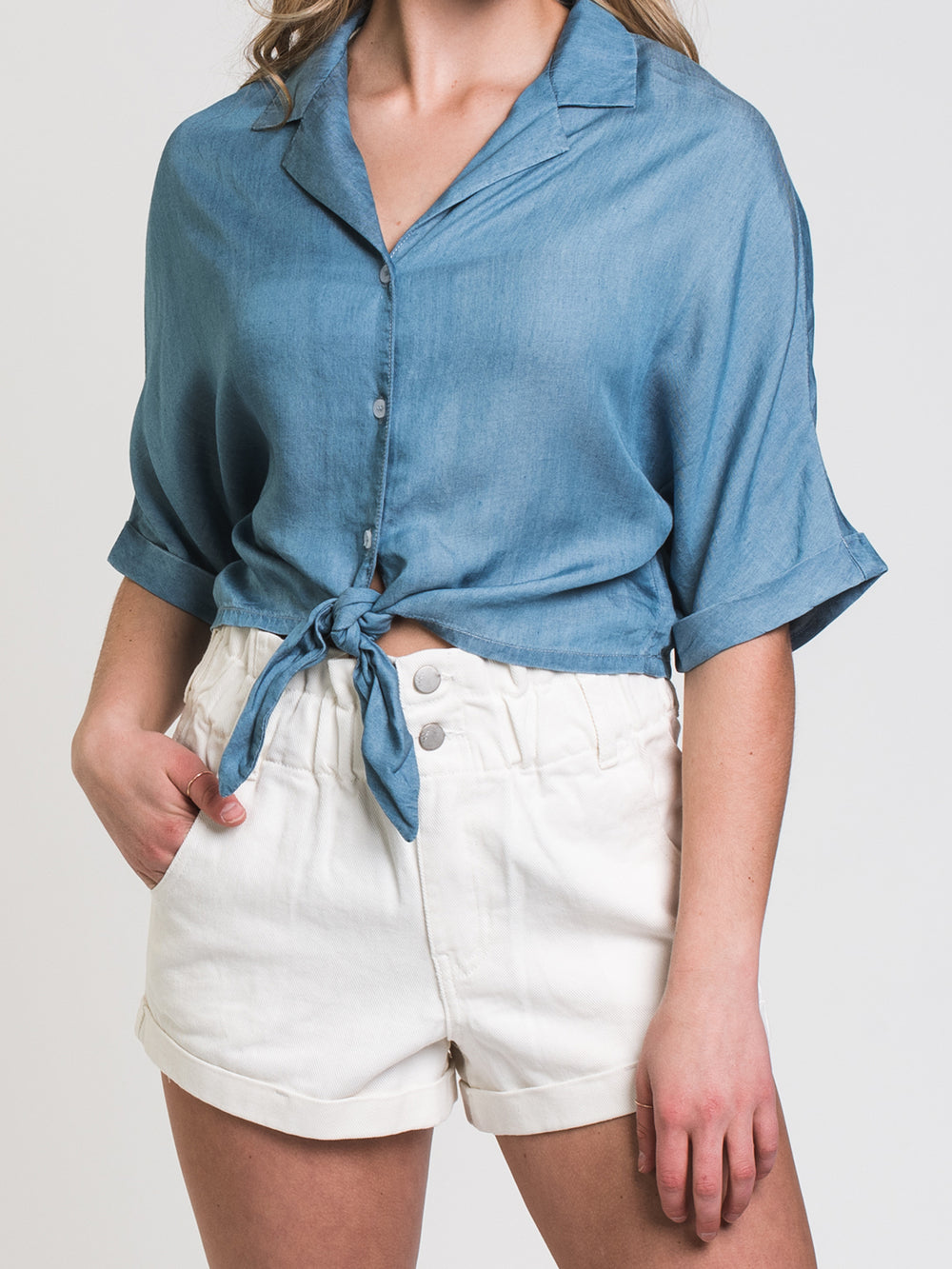 HARLOW CAMP TIE-UP CHAMBRAY SHIRT - CLEARANCE