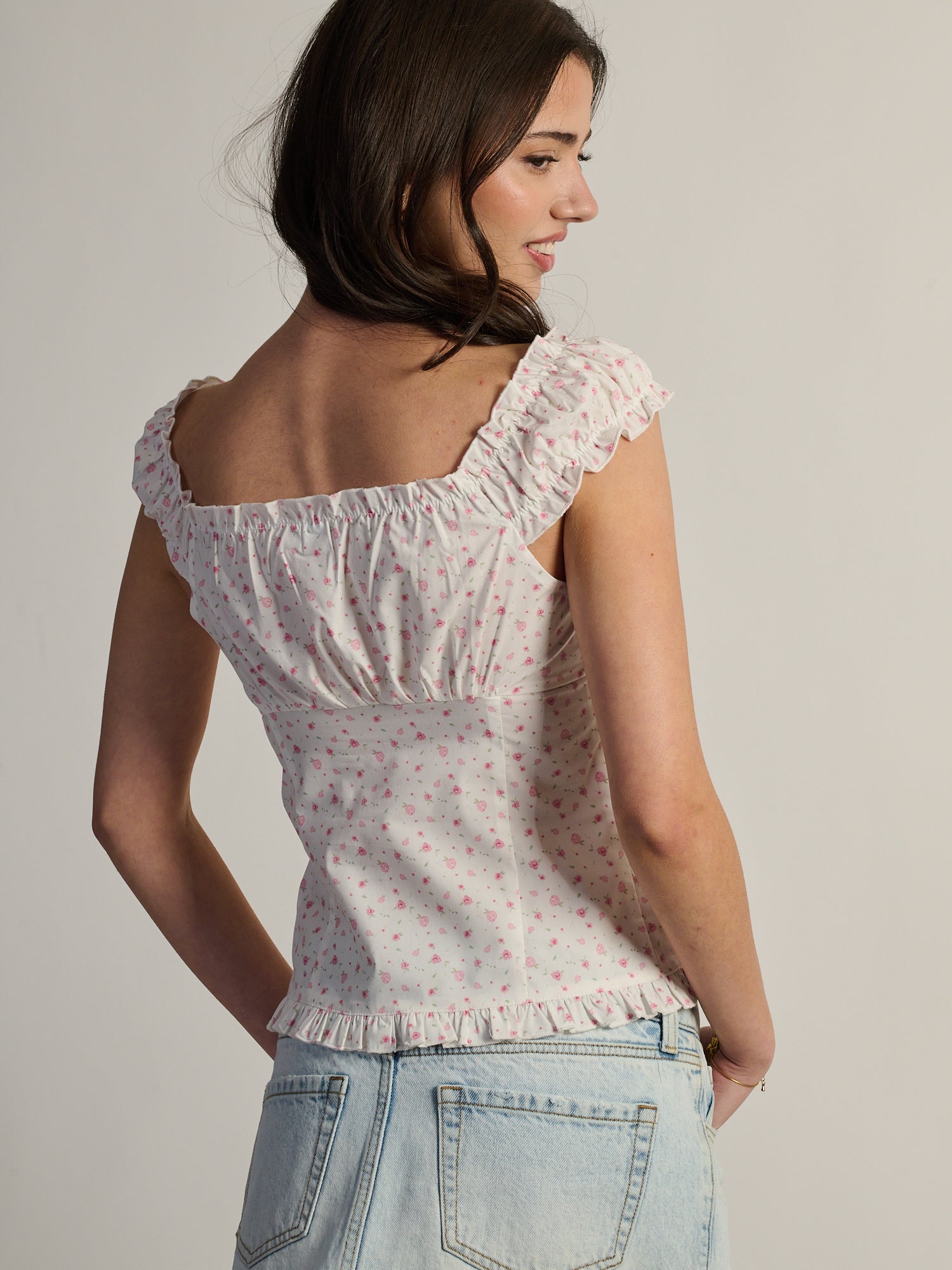 HARLOW EMILY TOP - DITSY -WHITE