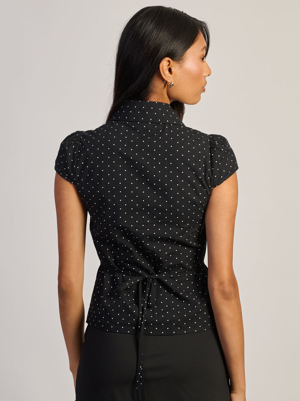HARLOW MARGO BUTTON UP SHIRT - NOIR/BLANC