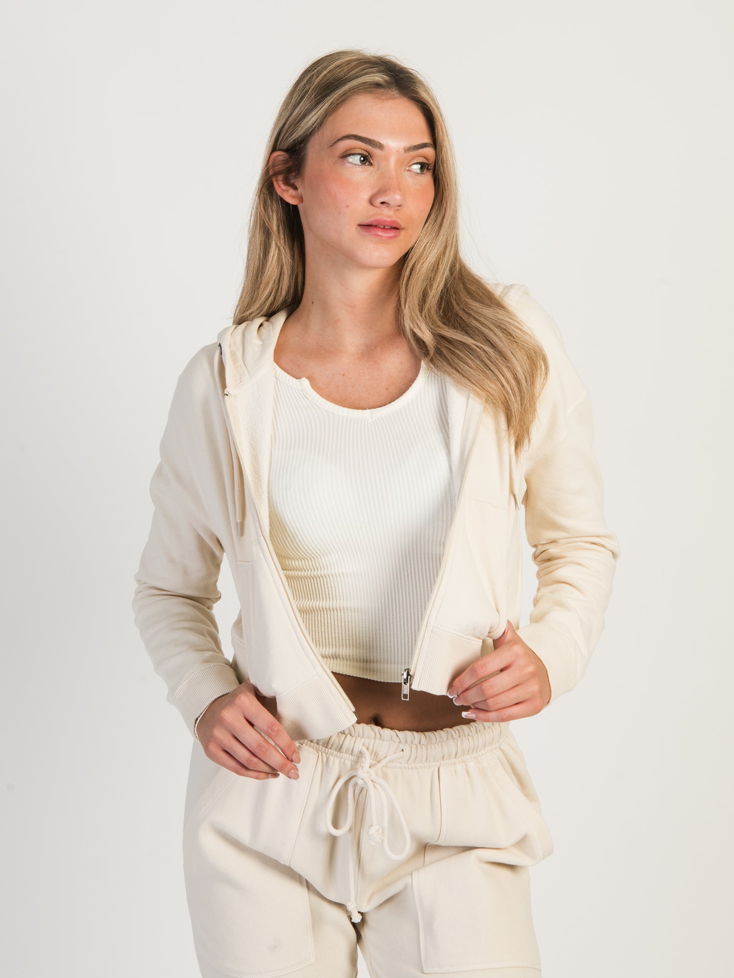 Cream zip clearance up hoodie womens