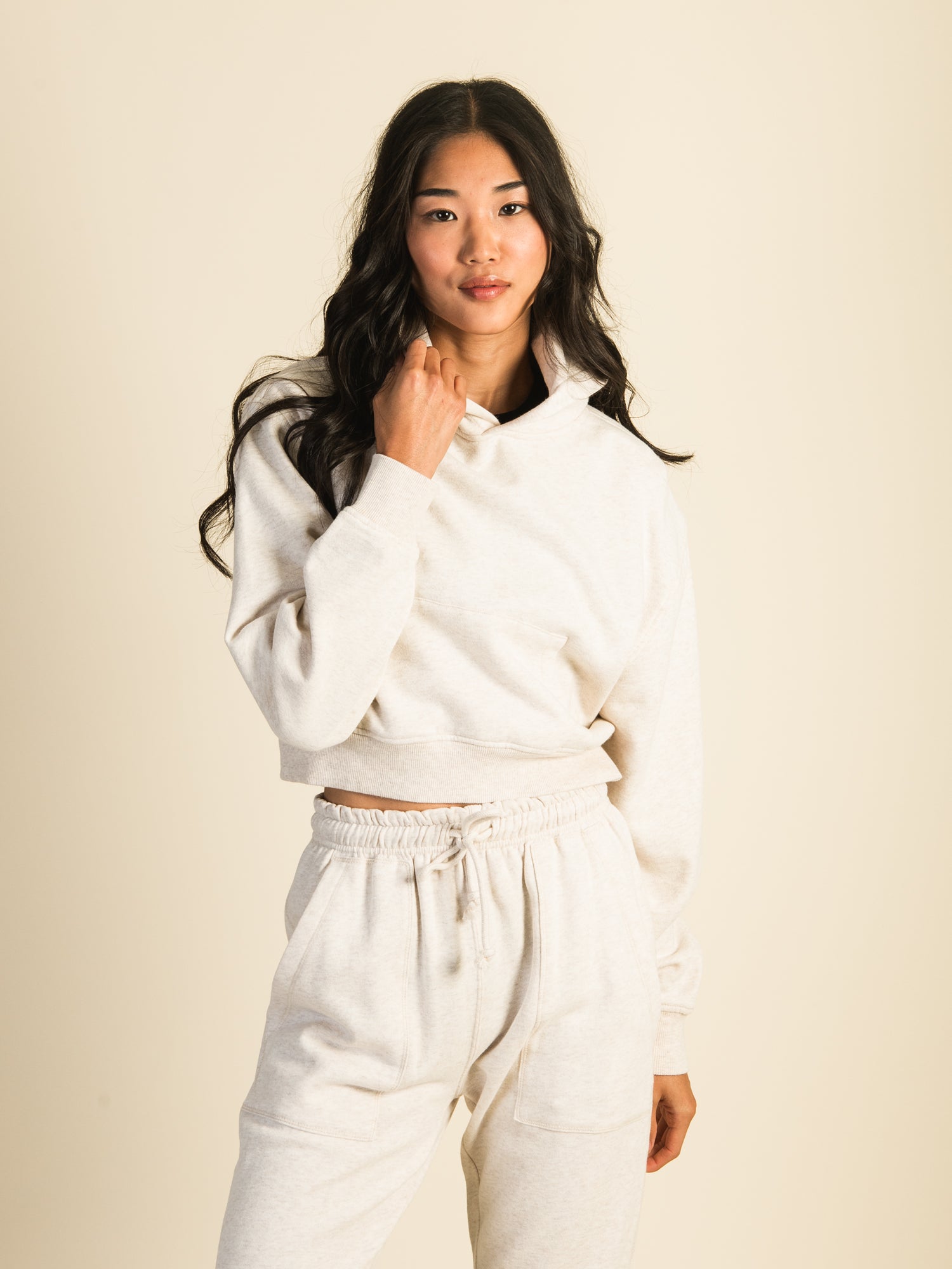 HARLOW BRE POPOVER MELANGE HOODIE - OATMEAL CLEARANCE