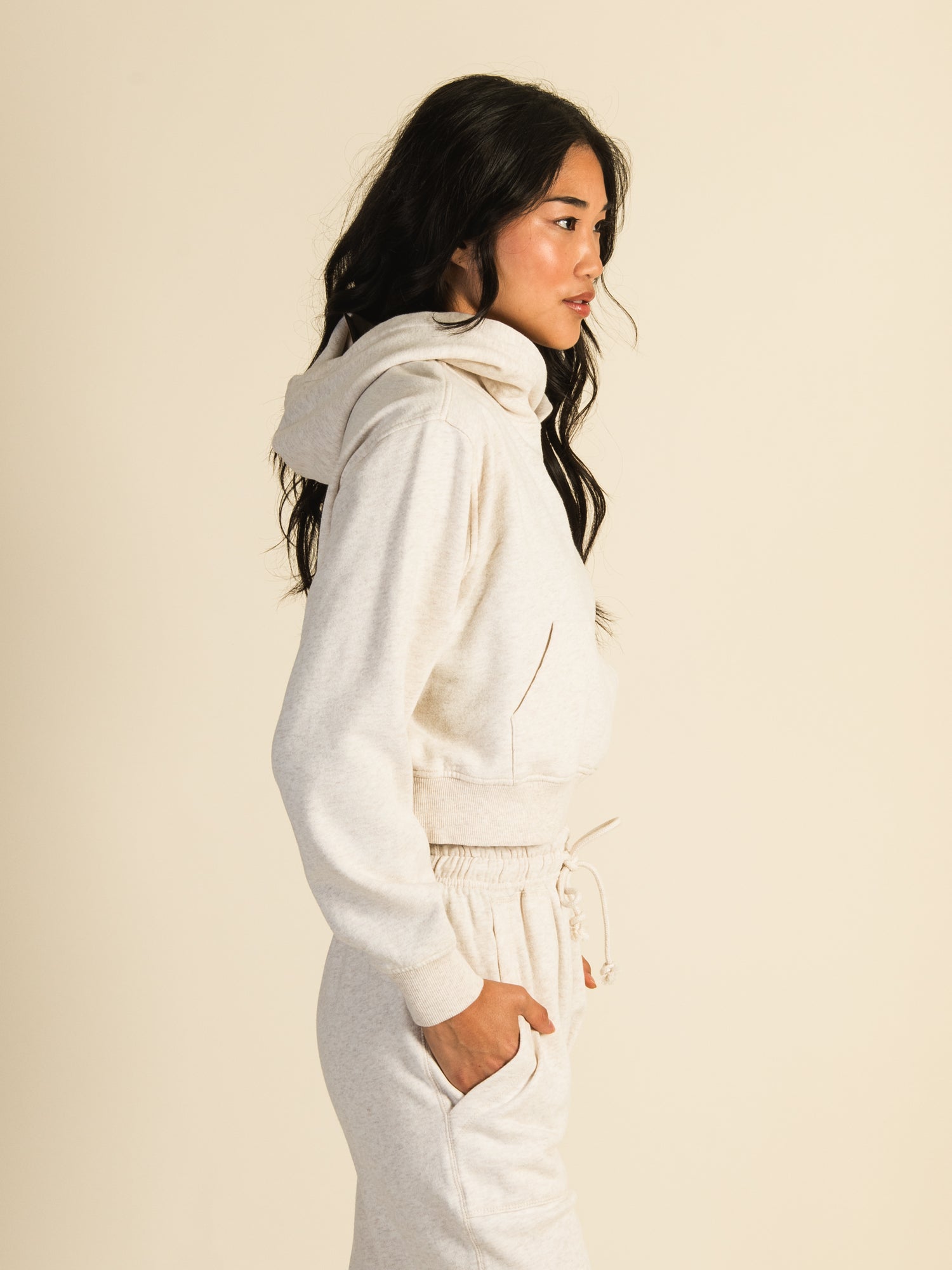 HARLOW BRE POPOVER MELANGE HOODIE - OATMEAL CLEARANCE