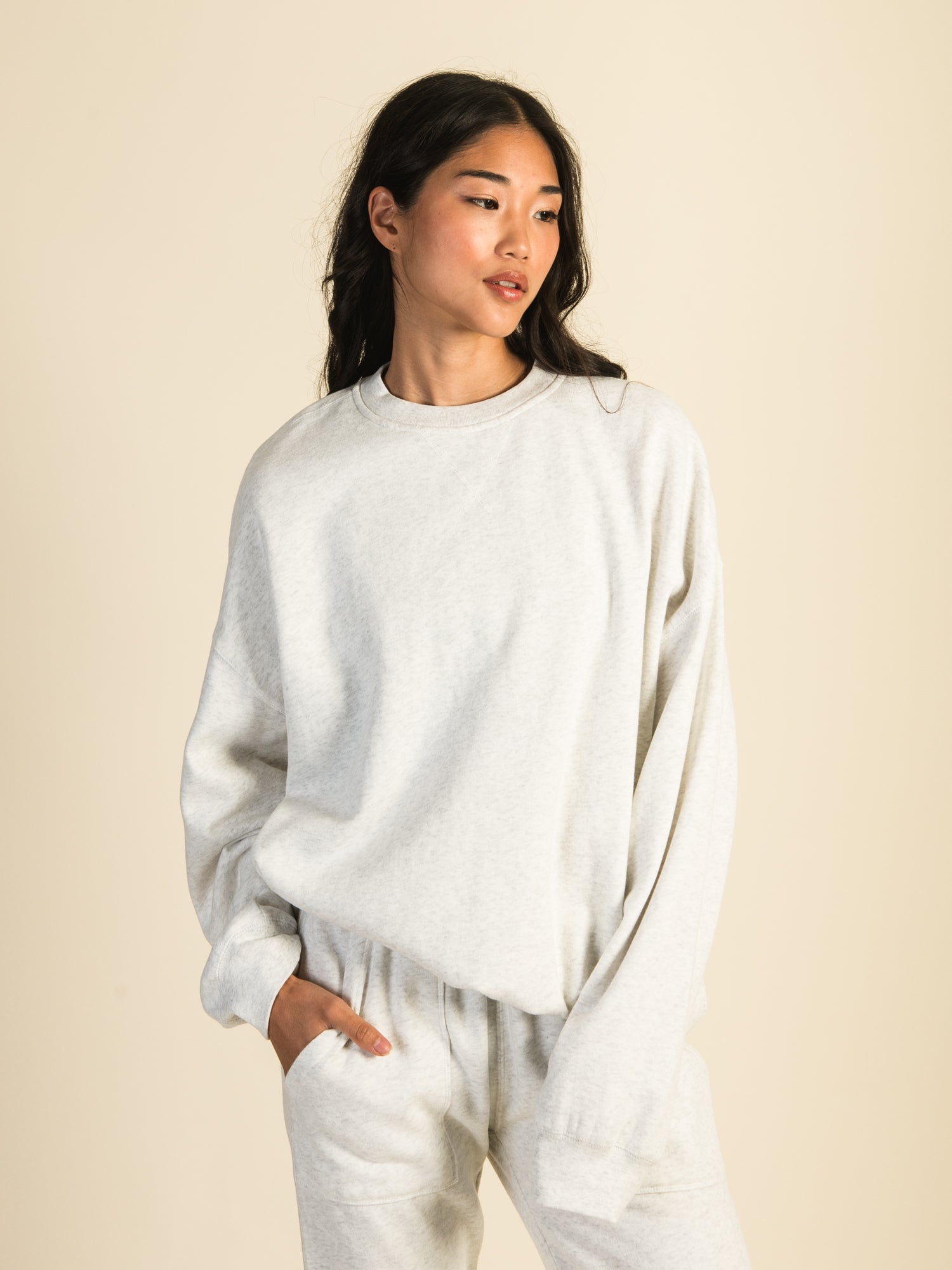 HARLOW MICHELLE MELANGE CREW SWEATSHIRT - CLOUD