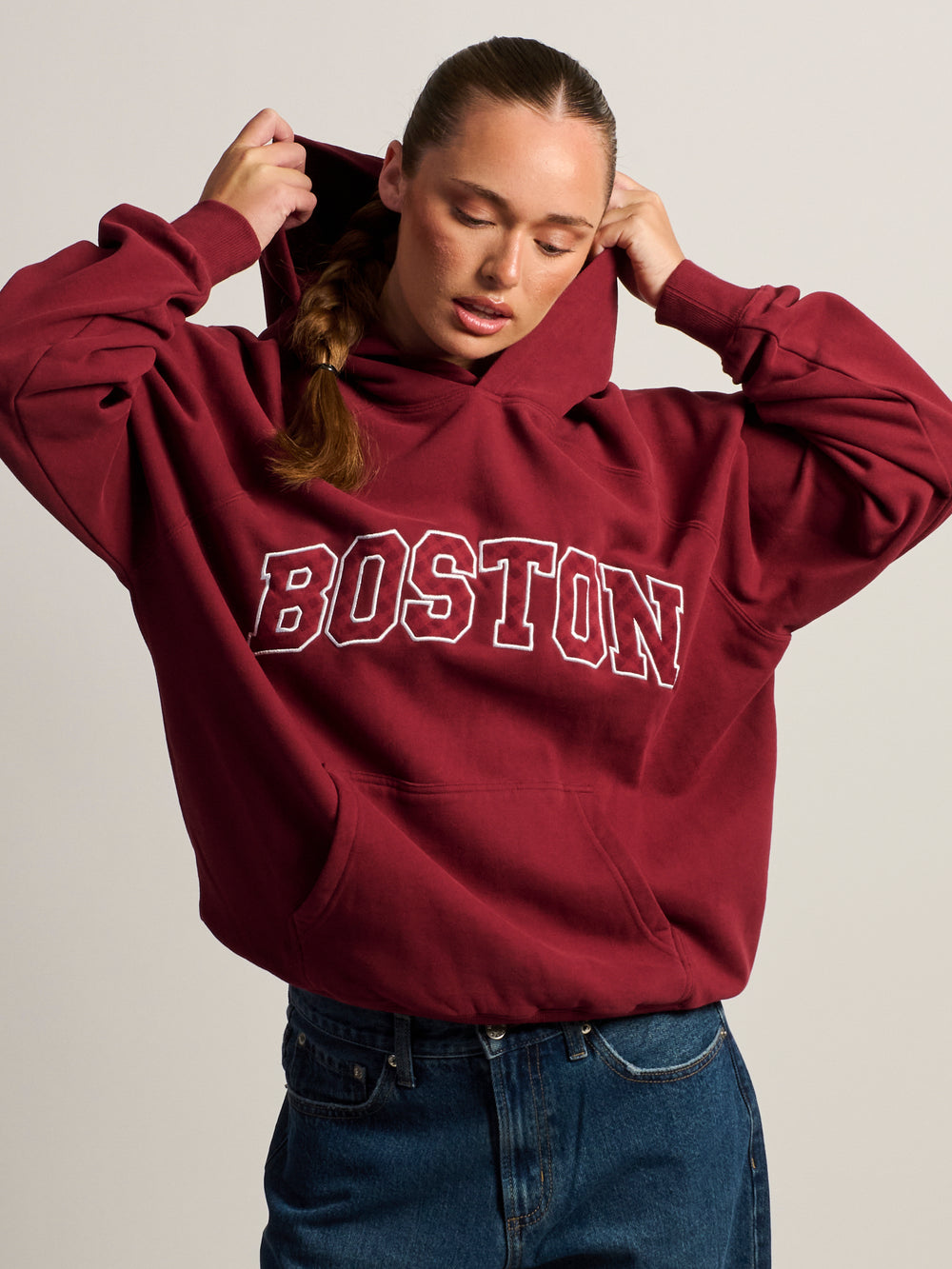 HARLOW CLOUD HOODIE - APPLIQUE - BURGUNDY