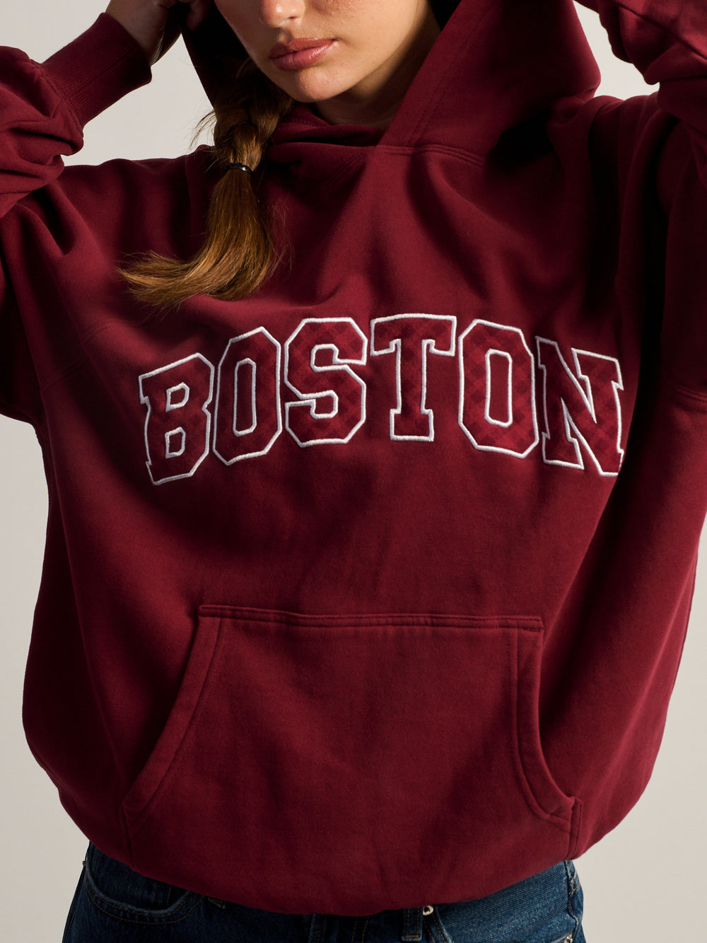 HARLOW CLOUD HOODIE - APPLIQUE - BURGUNDY