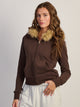 HARLOW HARLOW FIONA FUR ZIP UP - BROWN - Boathouse