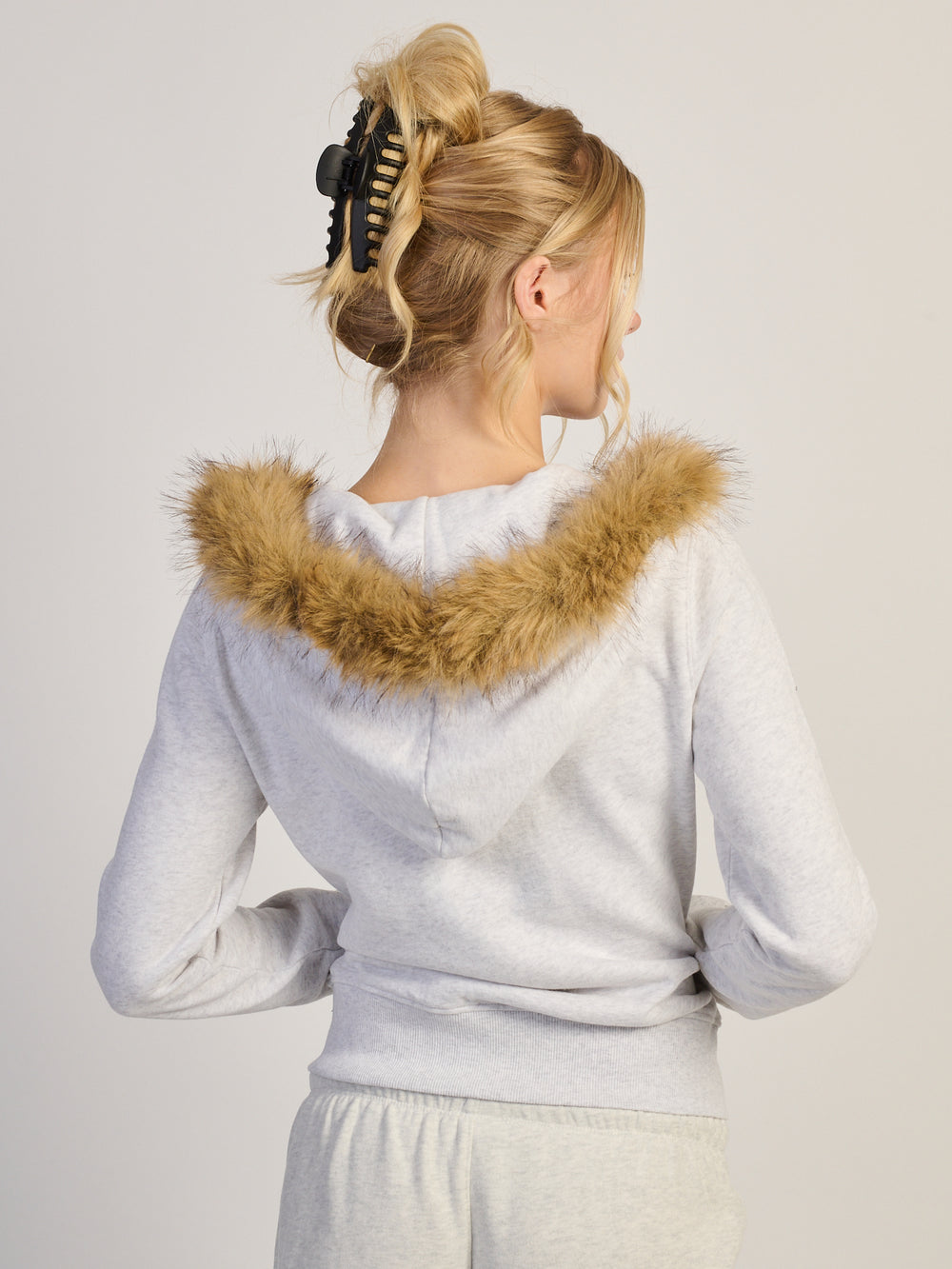 HARLOW HARLOW FIONA FUR ZIP UP - CLOUD - Boathouse