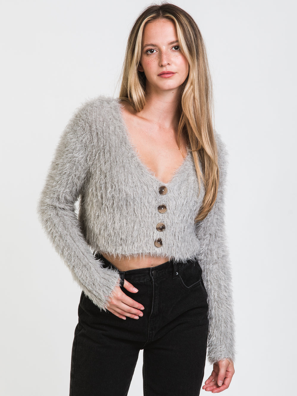 HARLOW FUZZY CROPPED CARDI - CLEARANCE