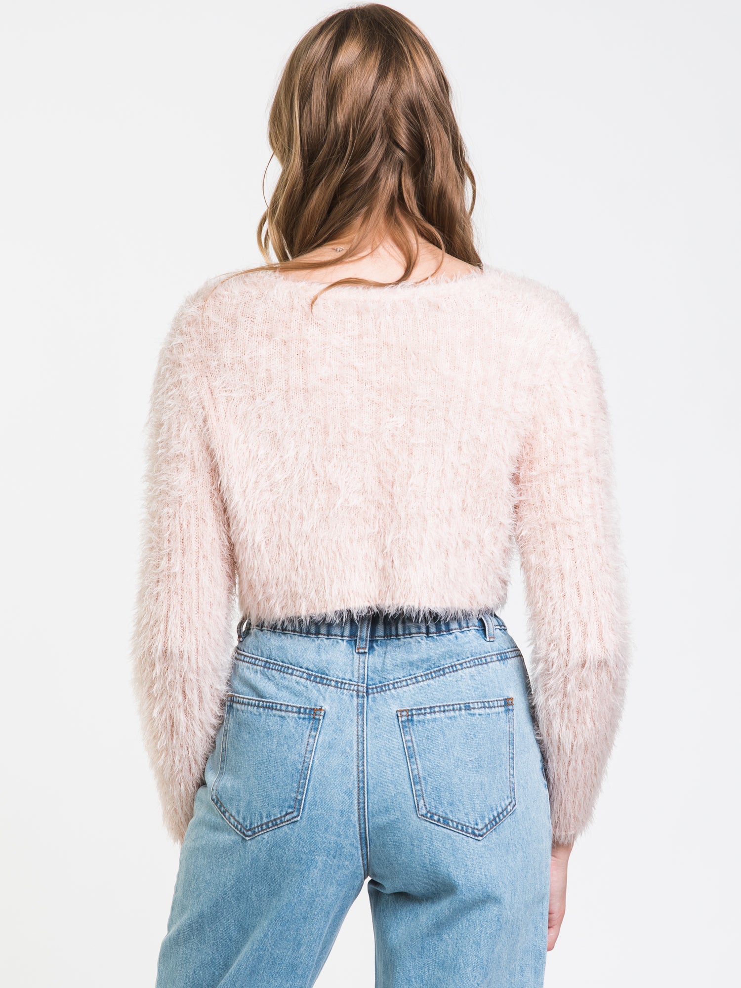 Fuzzy crop top sweater hotsell