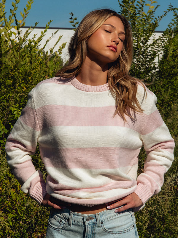 HARLOW KNIT CREWNECK SWEATER - STRIPE