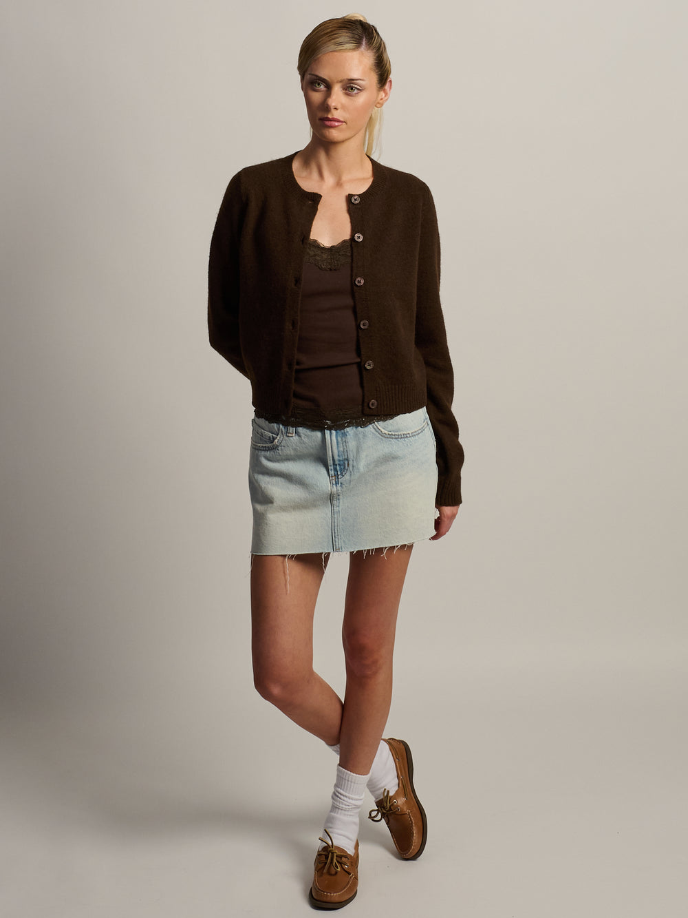 HARLOW COLLINS CARDIGAN - CHOCOLATE