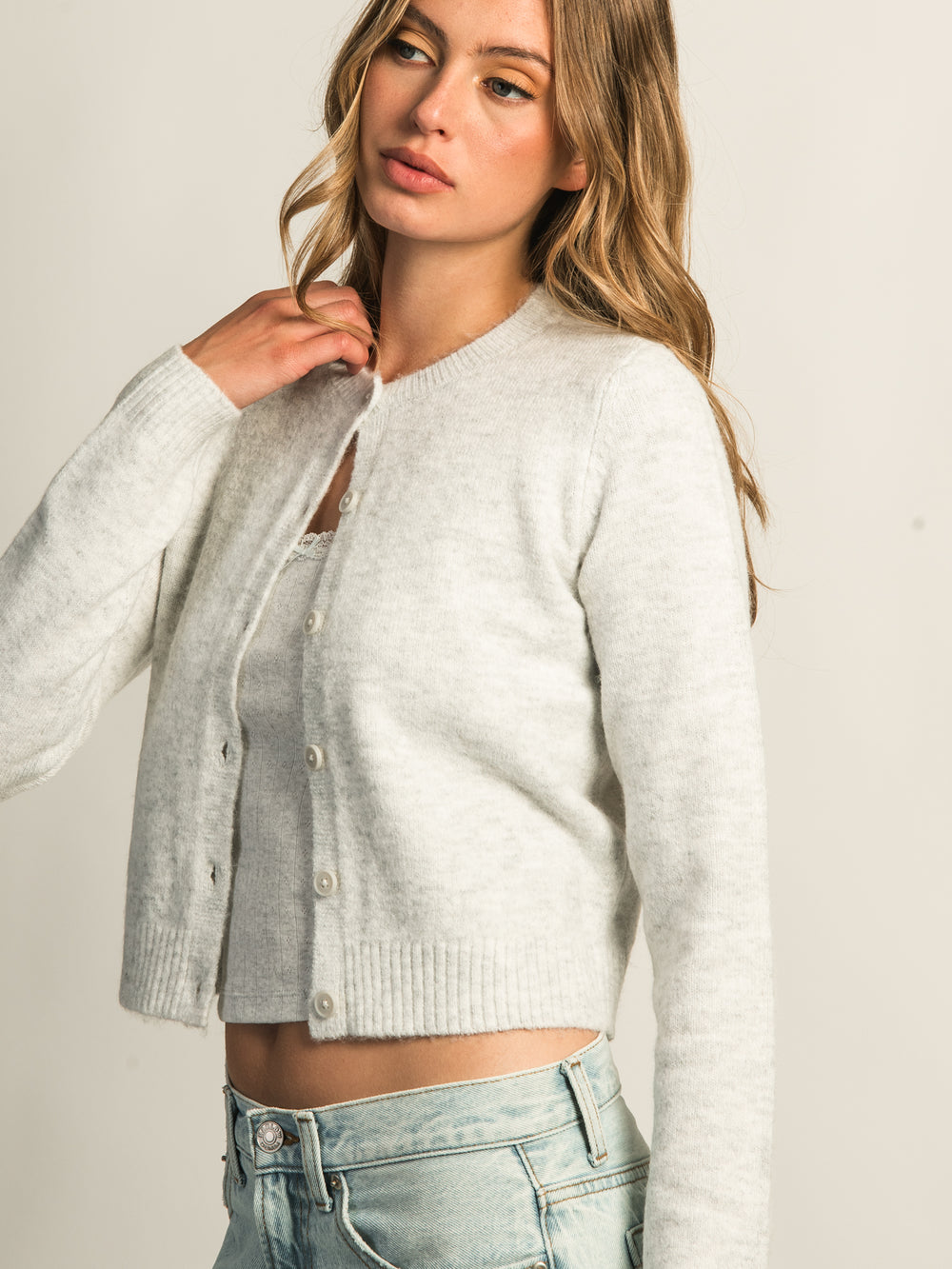 HARLOW COLLINS CARDIGAN - CLOUD