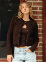 HARLOW COLLINS KNIT CARDIGAN - CHOCOLATE