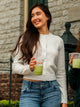 HARLOW COLLINS CARDIGAN HOODIE - GREY/WHITE