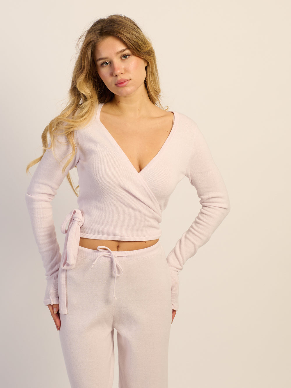 HARLOW GIA WRAP SWEATER - ROSE