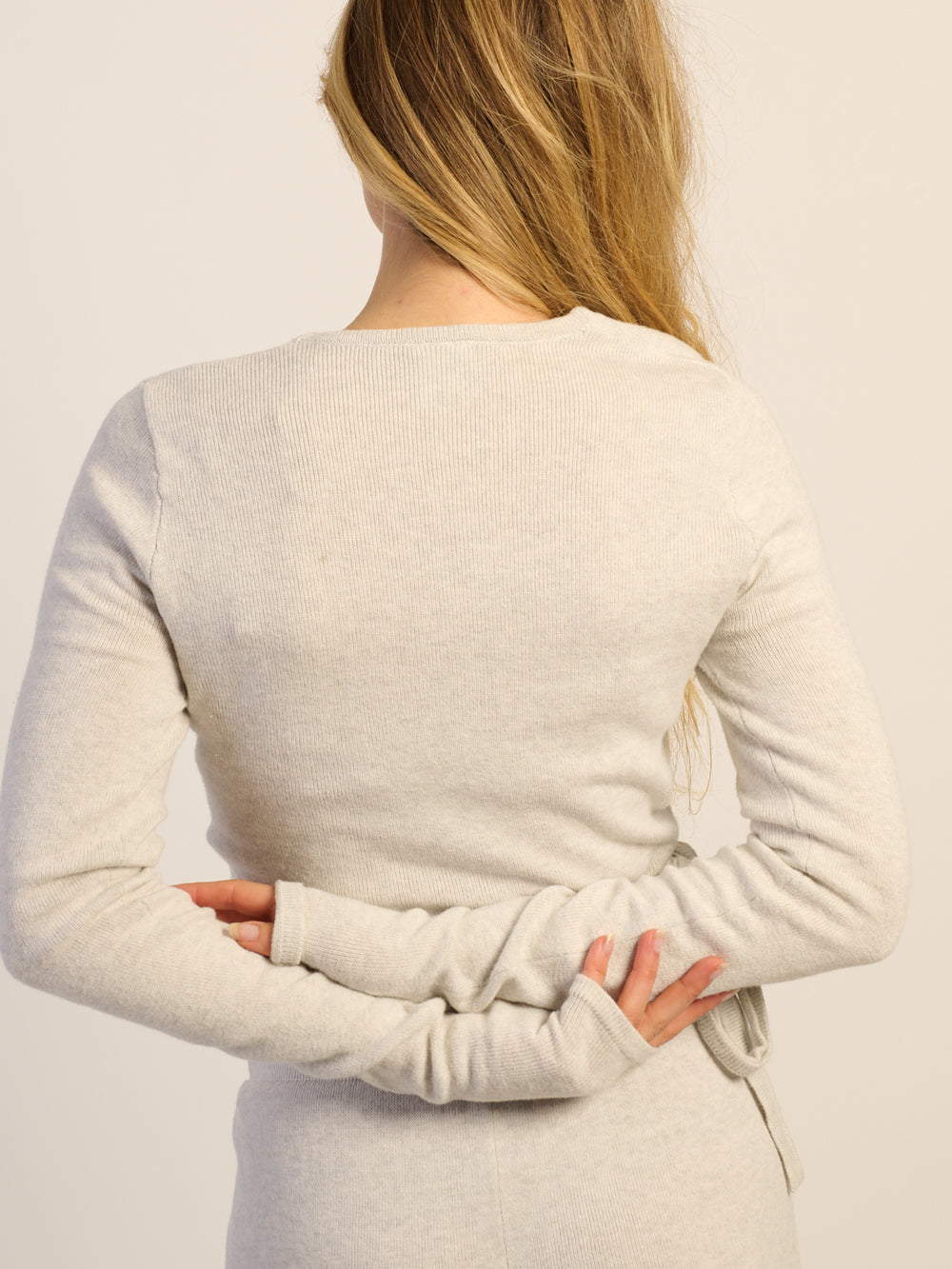 HARLOW GIA WRAP SWEATER MELANGE - CLOUD