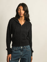 HARLOW MAUDE CABLE KNIT ZIP-UP - NAVY