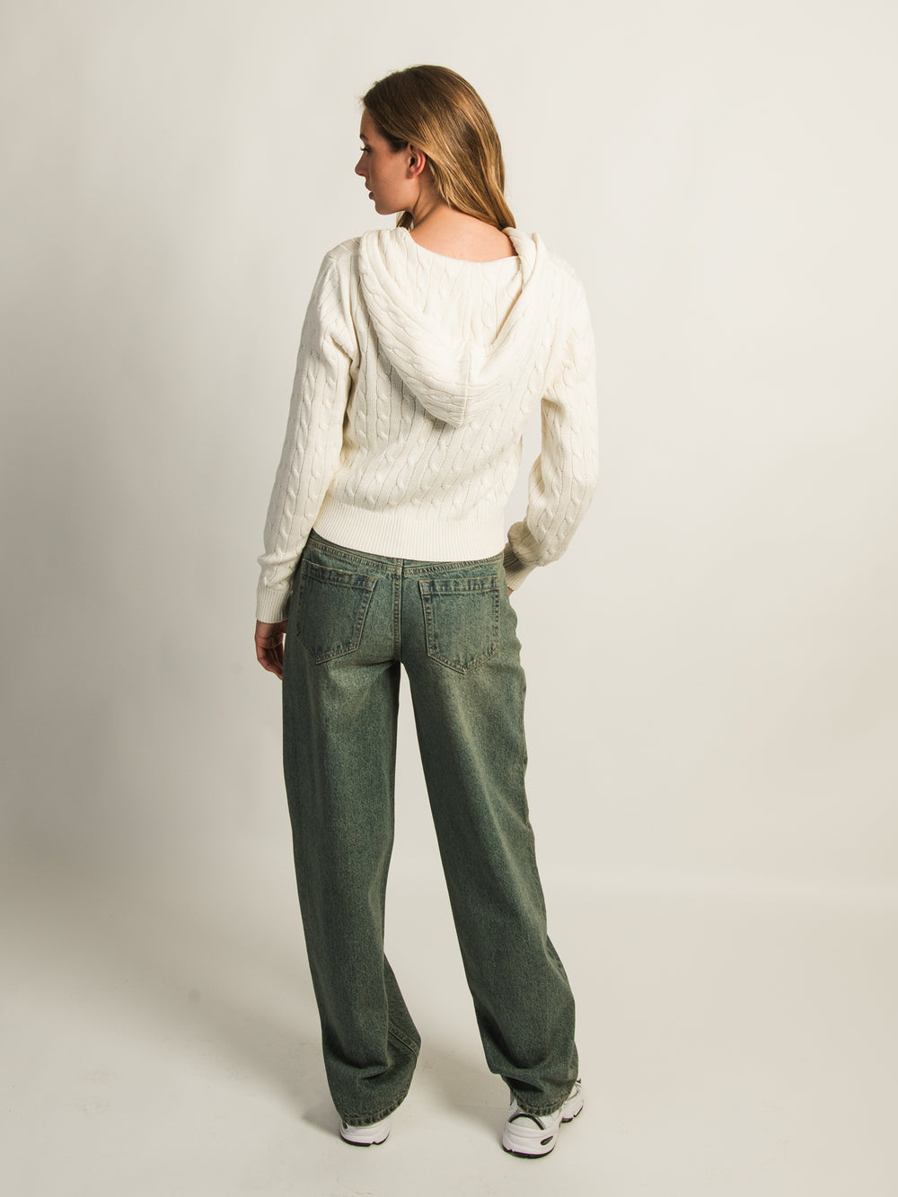 HARLOW MAUDE CABLE KNIT ZIP-UP - OFF WHITE
