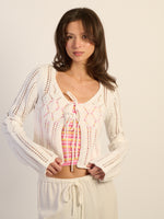 CHANDAIL HARLOW KRISTY CROCHET MANCHES LONGUES – BLANC