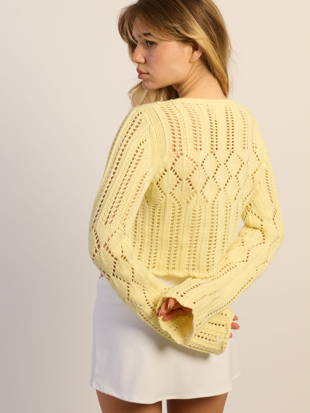 HARLOW KRISTY CROCHET LONG SLEEVE - YELLOW