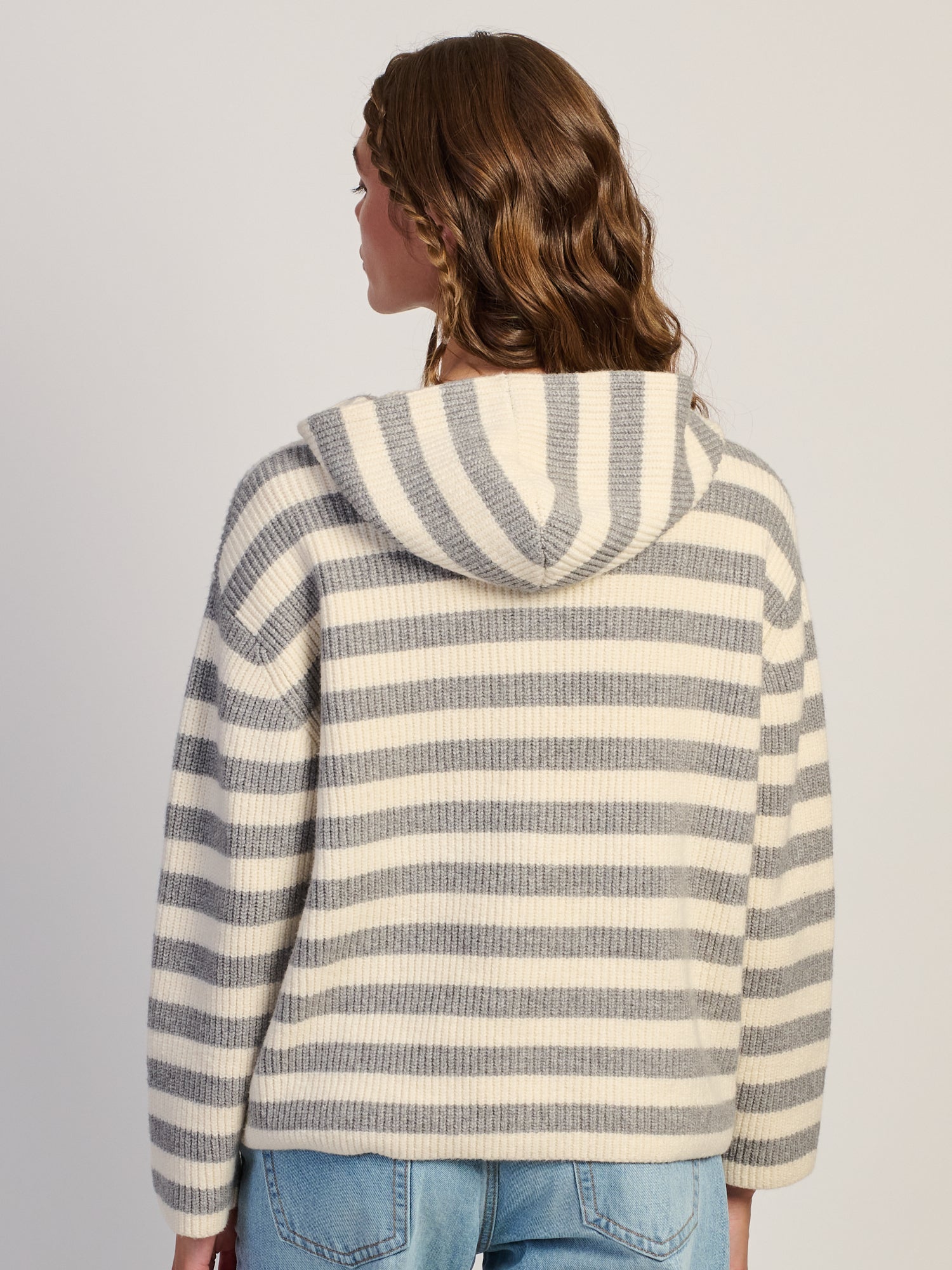 HARLOW CHARLI KNIT ZIP - GRIS/BLANC