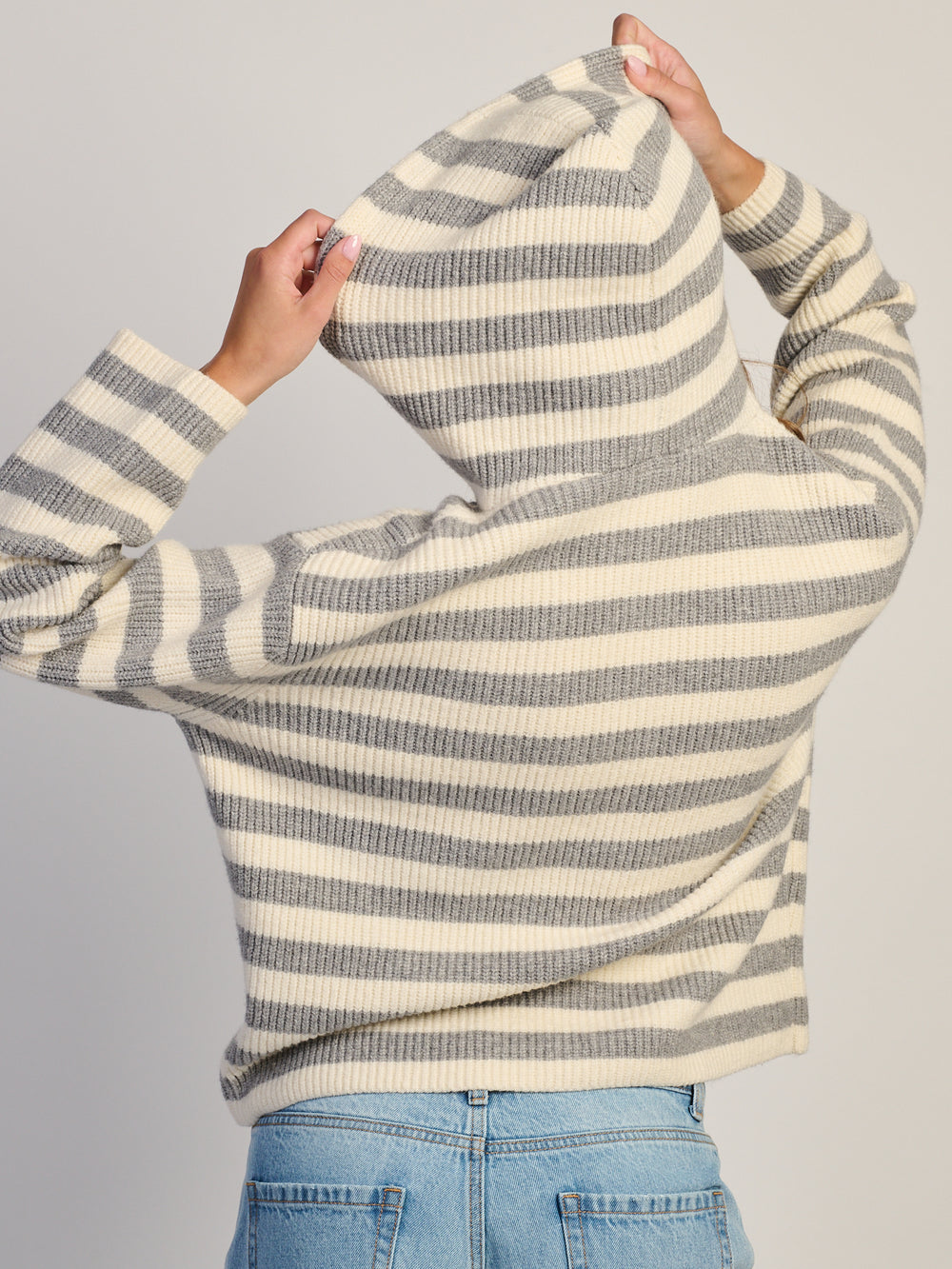 HARLOW CHARLI KNIT ZIP - GRIS/BLANC